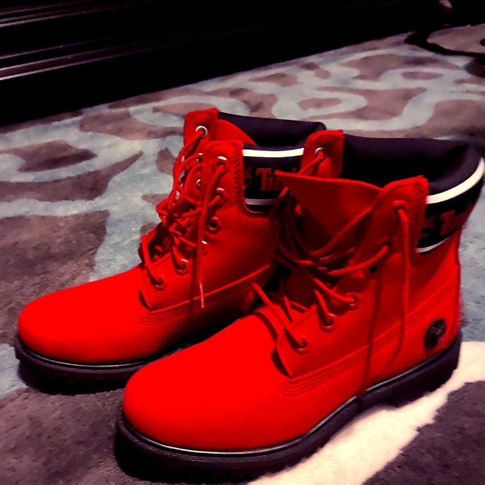 Red Limited Edition Timberlands Size 7.5W/5.5K